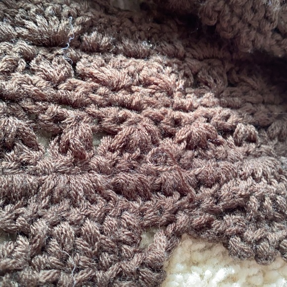 Three Bird Nest Brown Crochet Scarf - Picture 7 of 8